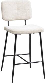 2e Halve Prijs Leen Bakker - Barkruk Lars - Stof/Staal - Crème - 42x57x101 Cm