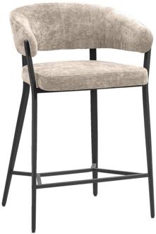 2e Halve Prijs Leen Bakker - Barkruk Liv - Caramel - Stof - Bruin - 55.5x56x88 Cm