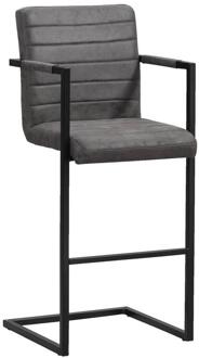 2e Halve Prijs Leen Bakker - Barkruk Lizzy - Antraciet - Stof - Grijs - 55x50x122 Cm