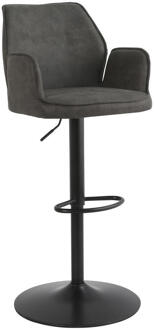 2e Halve Prijs Leen Bakker - Barkruk Raffy - Antraciet - Stof - Grijs - 53x53x117 Cm