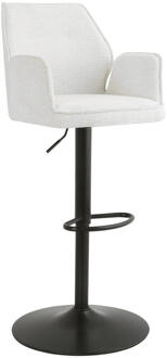 2e Halve Prijs Leen Bakker - Barkruk Raffy - Stof - Crème - 53x53x117 Cm