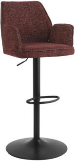 2e Halve Prijs Leen Bakker - Barkruk Raffy - Wijn - Stof - Rood - 53x53x117 Cm