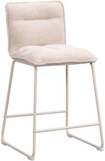 2e Halve Prijs Leen Bakker - Barkruk Stella - Stof/Staal - Beige - 46x55x95 Cm