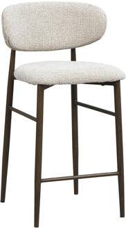 2e Halve Prijs Leen Bakker - Barkruk Tibor - Stof/Metaal - Beige - 50x44x91 Cm