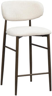 2e Halve Prijs Leen Bakker - Barkruk Tibor - Stof/Metaal - Crème - 50x44x91 Cm