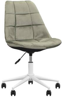 2e Halve Prijs Leen Bakker - Bureaustoel Senja - Geblokt - Wit Metaal - Velvet - Groen - 65x65x87.5 Cm