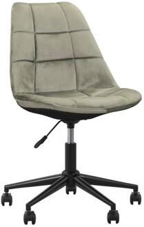 2e Halve Prijs Leen Bakker - Bureaustoel Senja - Geblokt - Zwart Metaal - Velvet - Groen - 65x65x87.5 Cm