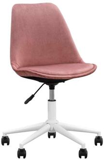 2e Halve Prijs Leen Bakker - Bureaustoel Senja - Velvet - Wit Metaal - Metaal/Velvet - Roze