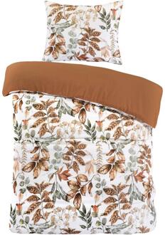 2e Halve Prijs Leen Bakker - Dekbedovertrek Celina - Wit/terra - 140x220 Cm - Microvezel - Wit#Rood