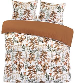 2e Halve Prijs Leen Bakker - Dekbedovertrek Celina - Wit/terra - 240x220 Cm - Microvezel - Rood#Wit