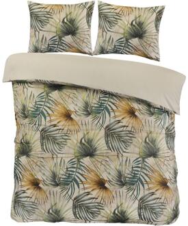 2e Halve Prijs Leen Bakker - Dekbedovertrek Fenna - Zand/groen 200x220 Cm - Polyester - Beige