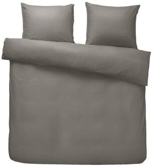 2e Halve Prijs Leen Bakker - Dekbedovertrek Jorrit Effen - Antraciet - 200x200/220 Cm - Katoen - Grijs