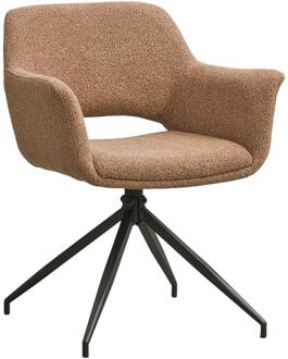 2e Halve Prijs Leen Bakker - Eetkamerstoel Belle - Oud - Stof - Roze - 62x60x83 Cm