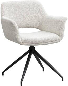 2e Halve Prijs Leen Bakker - Eetkamerstoel Belle - - Stof - Crème - 62x60x83 Cm