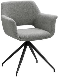 2e Halve Prijs Leen Bakker - Eetkamerstoel Belle - Stof - Stof/Metaal - Grijs - 61x62x82 Cm