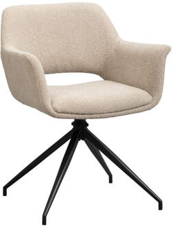 2e Halve Prijs Leen Bakker - Eetkamerstoel Belle - Zand - Stof - Beige - 61x62x82 Cm