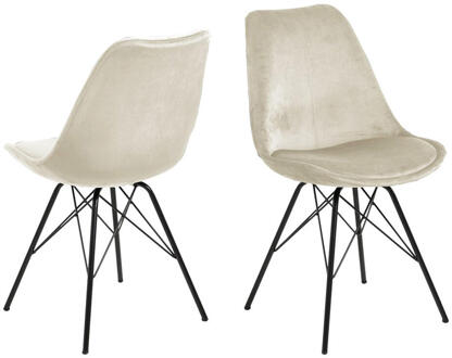 2e Halve Prijs Leen Bakker - Eetkamerstoel Bonn (2 Stuks) - Velvet - Zand - Metaal/Velvet - Bruin - 54x48.5x85.5 Cm