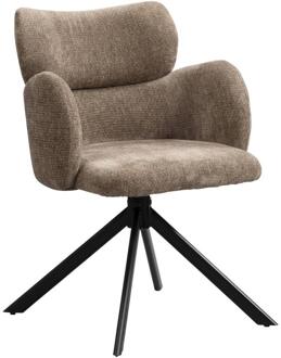 2e Halve Prijs Leen Bakker - Eetkamerstoel Coco - Stof - Taupe - 63x61x87 Cm