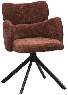 2e Halve Prijs Leen Bakker - Eetkamerstoel Coco - Wijn - Stof - Rood - 62x60x83 Cm