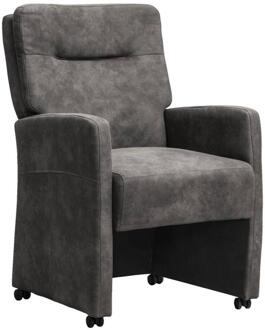 2e Halve Prijs Leen Bakker - Eetkamerstoel Daniel - Antraciet - Stof - Grijs - 71x60x95 Cm