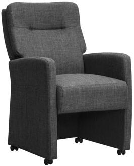 2e Halve Prijs Leen Bakker - Eetkamerstoel Daniel - Antraciet - Stof - Grijs - 71x60x95 Cm