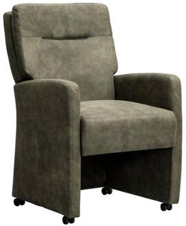 2e Halve Prijs Leen Bakker - Eetkamerstoel Daniel - Stof - Groen - 71x60x95 Cm