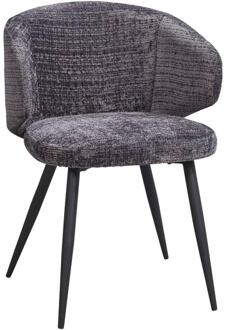 2e Halve Prijs Leen Bakker - Eetkamerstoel Demi - Antraciet - Stof - Grijs - 57x57x78 Cm