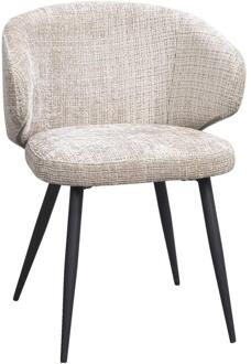 2e Halve Prijs Leen Bakker - Eetkamerstoel Demi - Stof - Beige - 57x57x78 Cm