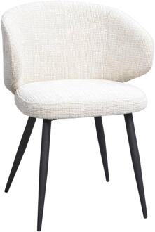 2e Halve Prijs Leen Bakker - Eetkamerstoel Demi - Stof - Crème - 57x57x78 Cm