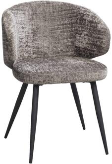 2e Halve Prijs Leen Bakker - Eetkamerstoel Demi - Stof - Taupe - 57x57x78 Cm