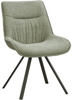 2e Halve Prijs Leen Bakker - Eetkamerstoel Gijs - Stof - Groen - 56x65x84 Cm