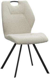 2e Halve Prijs Leen Bakker - Eetkamerstoel Jesse - Bouclé - Zand - Stof - Beige - 63x52x93 Cm