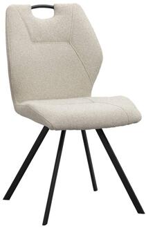 2e Halve Prijs Leen Bakker - Eetkamerstoel Jesse - Bouclé - Zand - Stof - Beige - 63x52x93 Cm