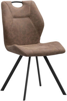 2e Halve Prijs Leen Bakker - Eetkamerstoel Jesse - Cognac - Stof/Kunstleder - Bruin - 63x52x93 Cm