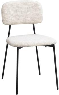 2e Halve Prijs Leen Bakker - Eetkamerstoel Maud - Stof - Crème - 48x44x78 Cm