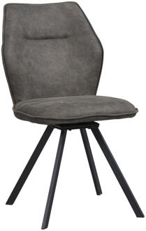 2e Halve Prijs Leen Bakker - Eetkamerstoel Raffy - Antraciet - Stof - Grijs - 50x60x90 Cm