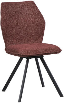2e Halve Prijs Leen Bakker - Eetkamerstoel Raffy - Wijn - Stof - Rood - 50x60x90 Cm