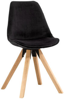 2e Halve Prijs Leen Bakker - Eetkamerstoel Senja - - Naturel Hout - Velvet - Zwart - 54x48x84 Cm