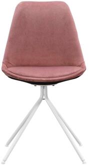 2e Halve Prijs Leen Bakker - Eetkamerstoel Senja - Velvet - Wit Metaal - Metaal/Velvet - Roze
