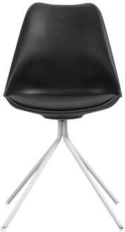 2e Halve Prijs Leen Bakker - Eetkamerstoel Senja - Wit Metaal - Metaal/Kunststof - Zwart