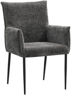 2e Halve Prijs Leen Bakker - Eetkamerstoel Teun - Antraciet - Stof - Grijs - 58.5x64x91.5 Cm