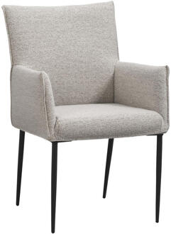 2e Halve Prijs Leen Bakker - Eetkamerstoel Teun - Licht - Stof - Grijs - 58.5x64x91.5 Cm