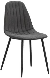 2e Halve Prijs Leen Bakker - Eetkamerstoel Vince - Antraciet - Stof - Grijs - 56.5x43.5x88 Cm