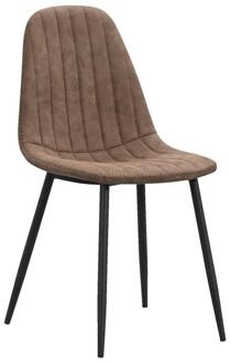 2e Halve Prijs Leen Bakker - Eetkamerstoel Vince - Stof - Cognac - Stof/Metaal - Bruin - 56.5x43.5x88 Cm