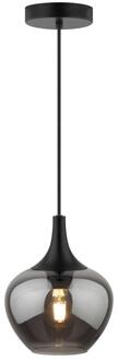 2e Halve Prijs Leen Bakker - Hanglamp Lola - Smoke Metaal/ - 150xØ19 Cm - Glas - Zwart