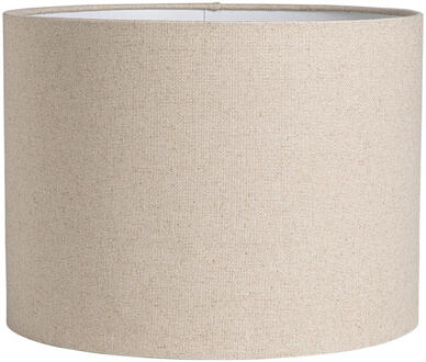 2e Halve Prijs Leen Bakker - Lampenkap Luna Cilinder Naturel 30xØ40 Cm - Katoen - Beige#Wit