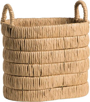 2e Halve Prijs Leen Bakker - Mand Douze Naturel - 38x35x22 Cm - Metaal/Papier - Bruin