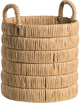 2e Halve Prijs Leen Bakker - Mand Douze Naturel - 39xØ30 Cm - Metaal/Papier - Bruin