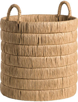 2e Halve Prijs Leen Bakker - Mand Douze Naturel - 52,5xØ40 Cm - Metaal/Papier - Bruin - H52.5 Cm