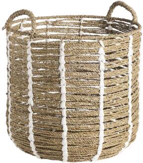 2e Halve Prijs Leen Bakker - Mand Indy - Off-white - 41xØ43 Cm - Zeegras - Crème